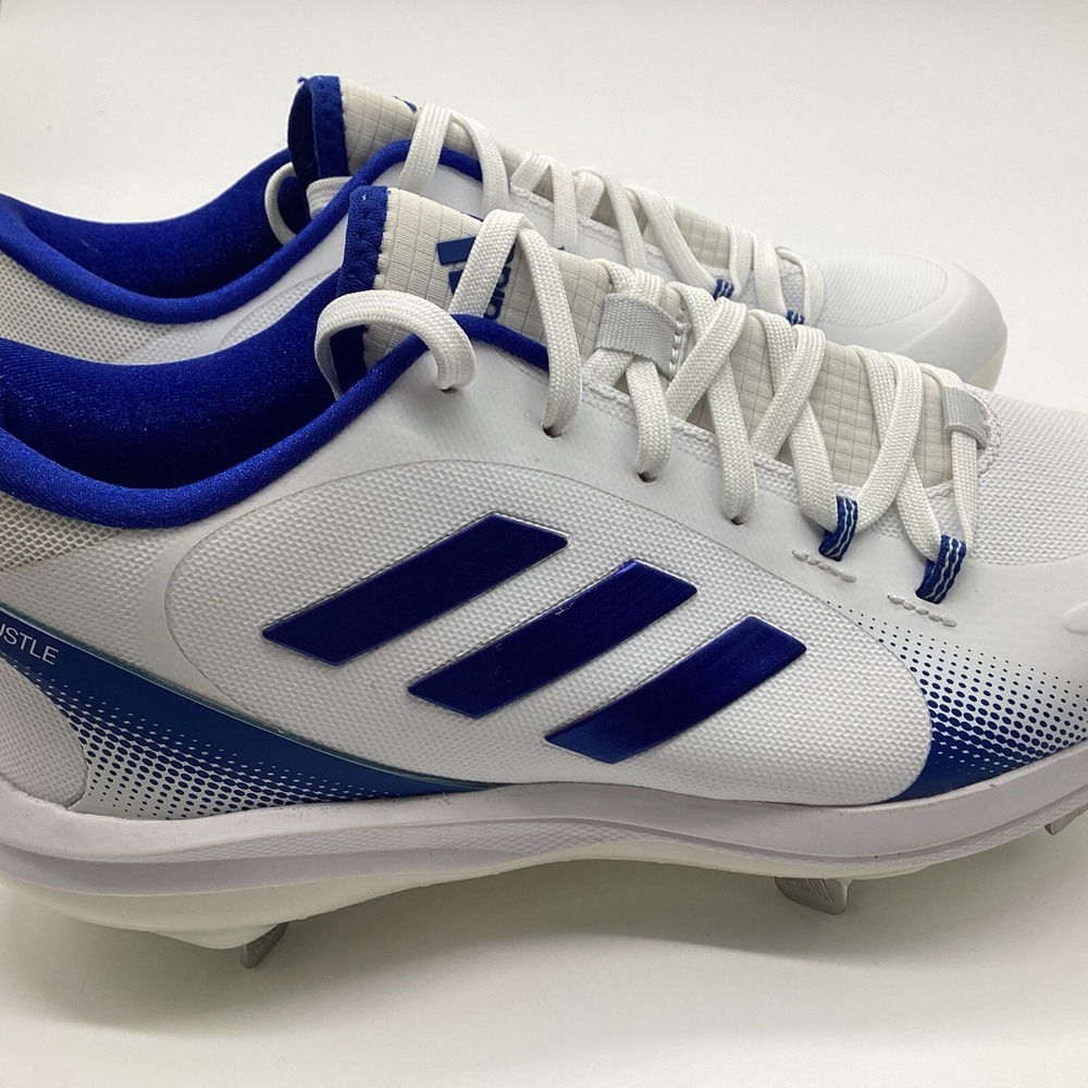 Adidas PureHustle Metal Baseball Softball Cleats White Royal Blue Low Top - Picture 6 of 8
